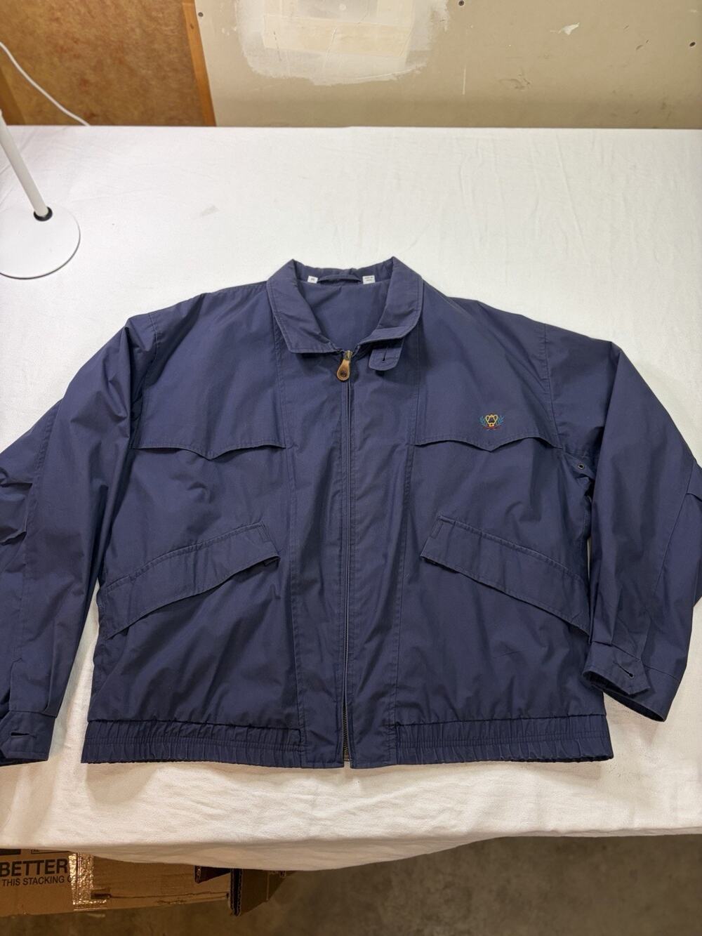 VTG Fly Fishing Jacket Men’s XL Navy Plaid Lined Utility Outdoor Coat Zip